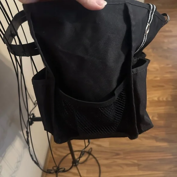 Thirty-One Black Tote with Striped Handles - Picture 3 of 10